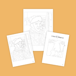 Kleurplaat Zelfportret met verbonden oor Vincent van Gogh