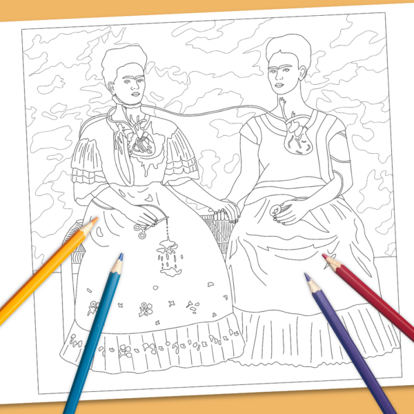 Mega Kleurplaat - Frida Kahlo: De twee Frida’s - Afbeelding 2
